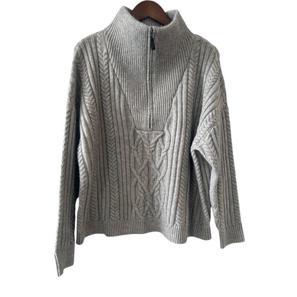 Sundance Gray 1/4 Zip Canle Knit Pullover Sweater Size PXL Cozy - Picture 1 of 9